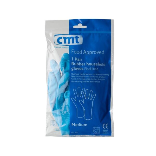 CMT Huishoudhandschoen rubber blauw maat M