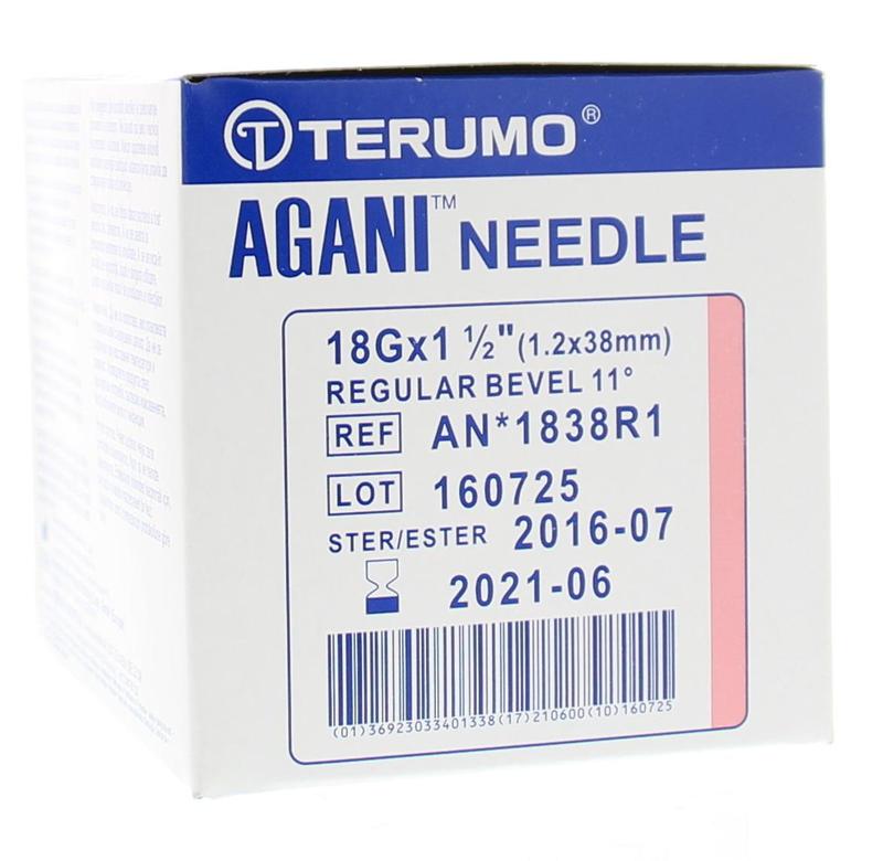 Terumo Injectienaald 38 x 1.2mm 18 gram agani