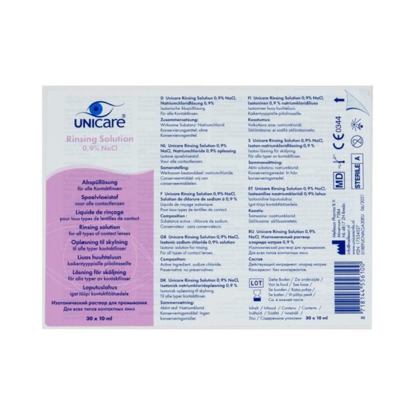 Unicare Rinsing solution 0.9% NaCI 30 stuks
