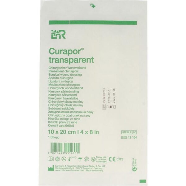 Curapor Wondverband transparant 10 x 20cm steriel