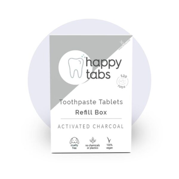 Happy Tabs Tandpasta tabletten mint charcoal fluoridevrij nav