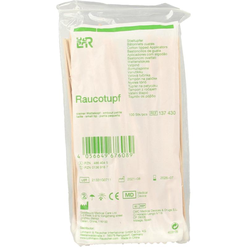 Lohmann & Rauscher Wattenstokje kleine tip hout 15cm