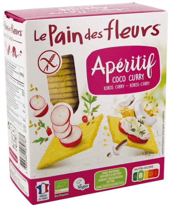 Pain Des Fleurs Aperitif crackers kokos/curry bio