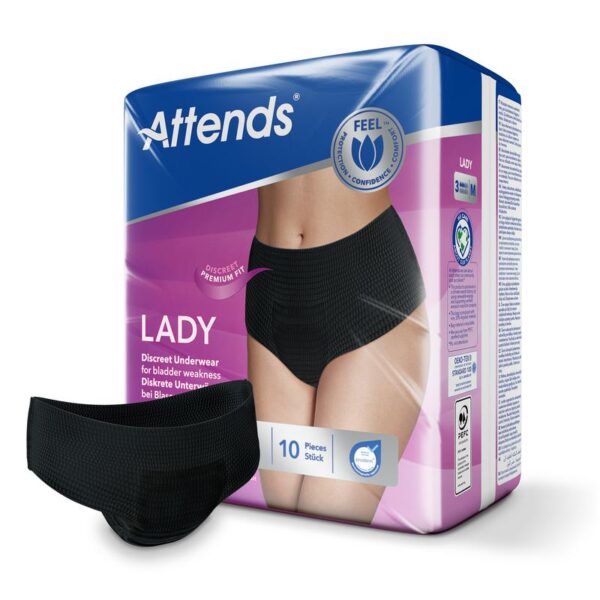 Attends Lady discreet underwear zwart 3M