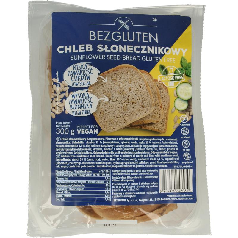 Bezgluten Zonnebloempittenbrood gesneden glutenvrij