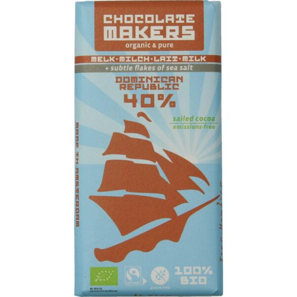 Chocolatemakers Reep tres hombres 40% melk zeezout fairtrade bio