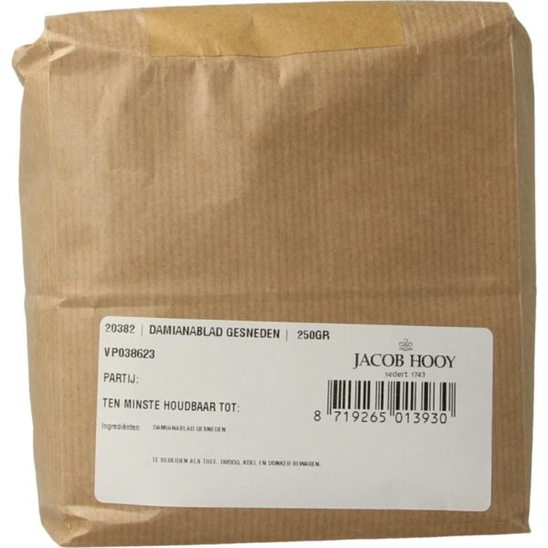 Jacob Hooy Damianablad gesneden