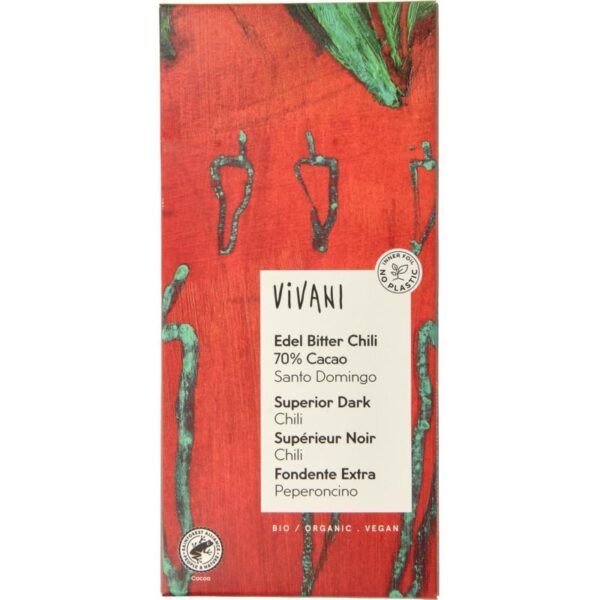 Vivani Chocolade puur superieur met chili bio