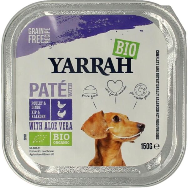 Yarrah Hondenvoer pate met kip en kalkoen bio